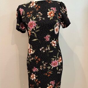 Stellah Black Floral Midi Dress